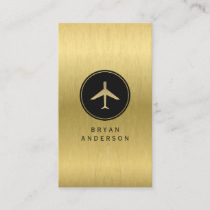 Faux Gold Aeroplane Business Card