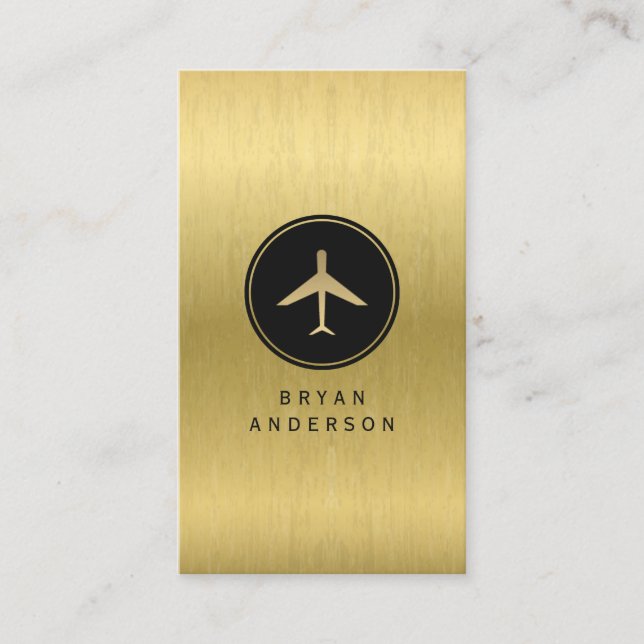 Faux Gold Aeroplane Business Card (Front)