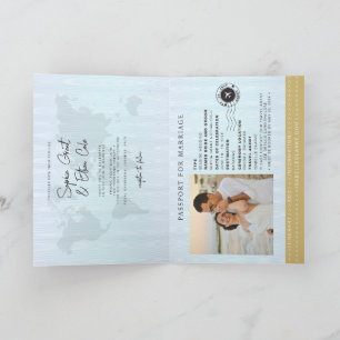Faux Gold Aeroplane Passport Destination Wedding  Invitation