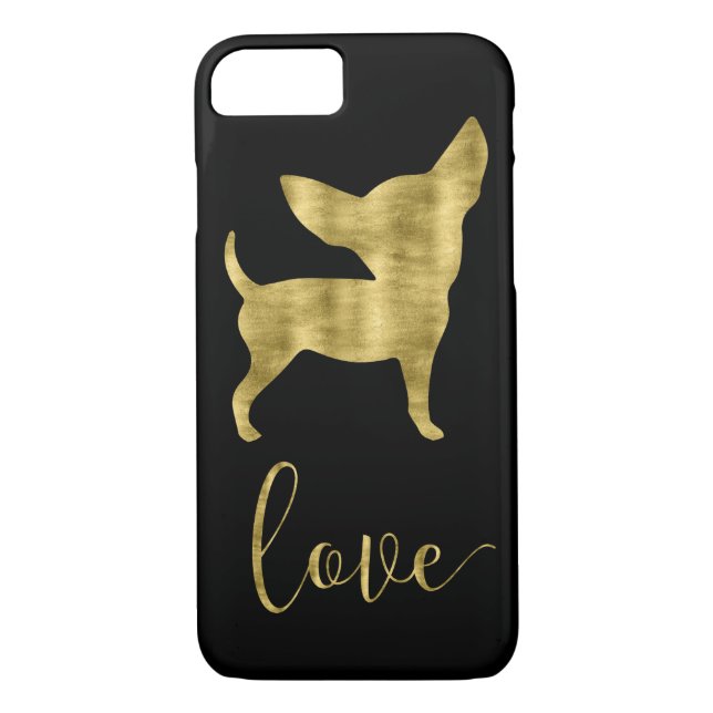 Faux Gold And Black Chihuahua Love Iphone 8 Case (Back)
