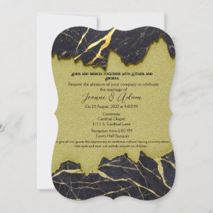 Faux Gold and Black Marble Wedding Invite RSVP