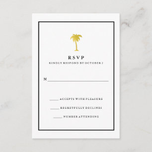 Faux Gold and Black Palm Tree   Glam Wedding RSVP