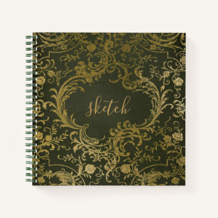 Faux Gold and green gothic Sketchbook Notebook