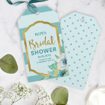 Faux Gold and Mint Floral Bridal Shower Gift Tags<br><div class="desc">Adorn your favour gifts with a personal touch; this stylish Bridal Shower gift tags feature a faux gold border, mint colour stripes, beautiful watercolor floral and a patterned back side. Do take a look at my store to see other Bridal Shower matching items www.zazzle.com/RosewoodandCitrus?rf=238364477188679314 Personalise it by replacing the placeholder...</div>