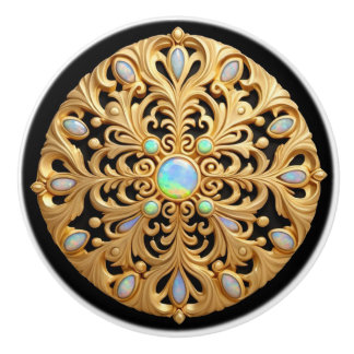 Faux Gold and Opal Ceramic Knob