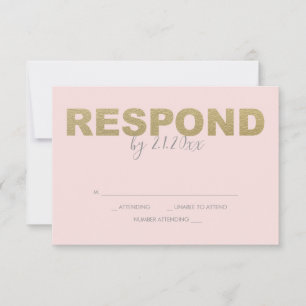 Faux Gold and Pink Reply RSVP Cards