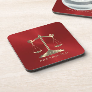 Faux Gold and Red Metallic - Lawyer Coaster