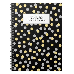 Faux Gold and Silver Confetti Pattern Notebook