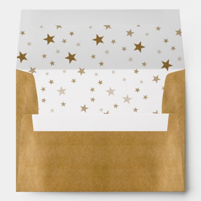 Faux Gold and Twinkling Stars Envelope (Back (Bottom))