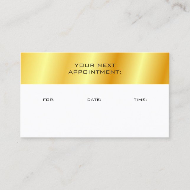 Faux Gold And White Appointment Reminder Template (Front)
