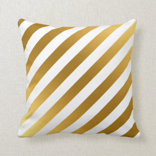 Faux Gold and White Stripes Pattern Elegant Cushion