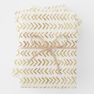Faux gold arrow pattern wrapping paper sheet