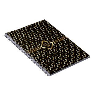 Faux Gold Axis Monogram – Black & Gold Notebook