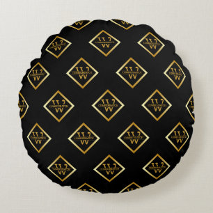 Faux Gold Axis Monogram – Black & Gold Round Cushion