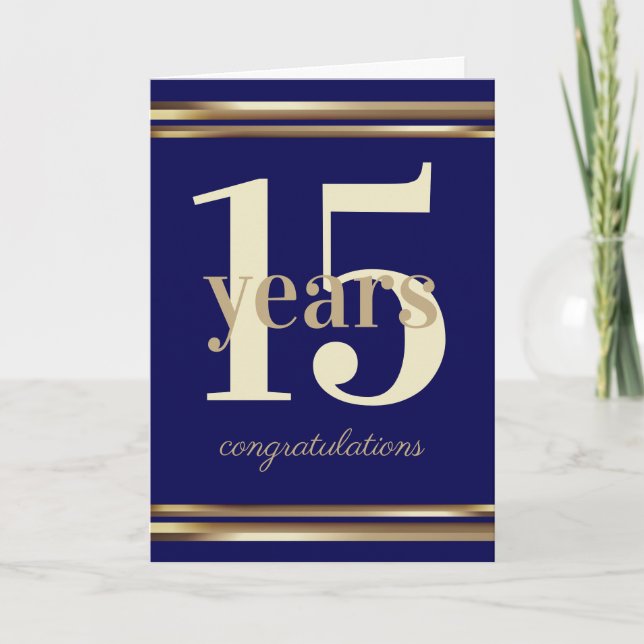 Faux gold bar milestone employee anniversary card (Front)