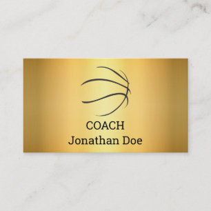 Faux Gold Basketball Coach Business Card