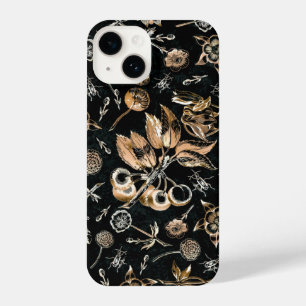 Faux Gold Beetles Flowers Leaves Cherry Fruits iPhone 14 Case