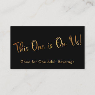 Faux Gold Black Casual Drink Tickets Insert Cards