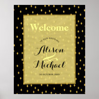Faux gold black diamond pattern wedding welcome