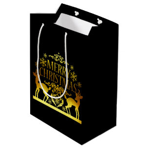 Faux Gold Black Merry Christmas Gift bag