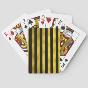 Faux Gold Black Vertical Stripes Wide Striped Playing Cards