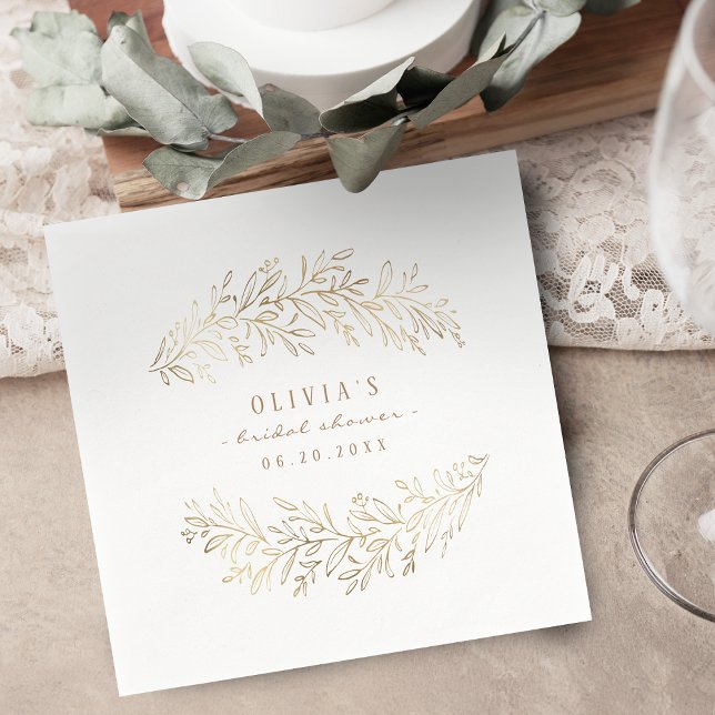 faux gold botanical foliage bridal shower party napkin (faux gold botanical foliage bridal shower party napkins)