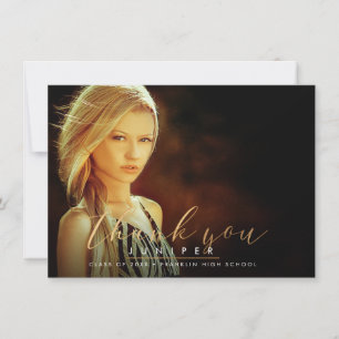 Faux Gold Brush Script Graduation Thank You Cards