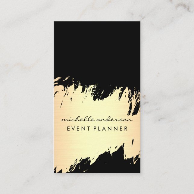 Faux Gold Brushed / Black Business Card (Front)