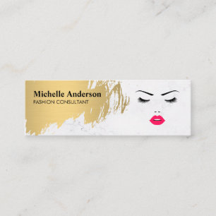 Faux Gold Brushed Makeup Artist Fashionista Mini Business Card