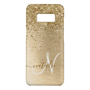 Faux Gold Brushed Metal Glitter Print Monogram Nam Case-Mate Samsung Galaxy S8 Case