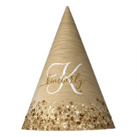 Faux Gold Brushed Metal Glitter Print Monogram Nam