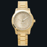 Faux Gold Brushed Metal Glitter Print Monogram Nam Watch<br><div class="desc">Easily personalise this trendy chic watch design featuring pretty gold sparkling glitter on a gold brushed metallic background.</div>