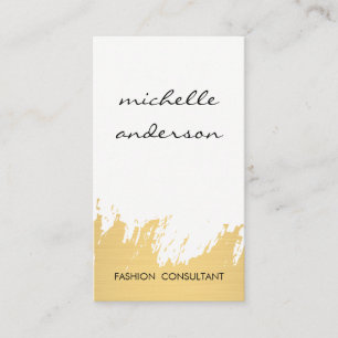 Faux Gold Brushed White Grey Business Card