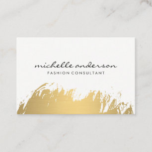 Faux Gold Brushed White Grey Business Card