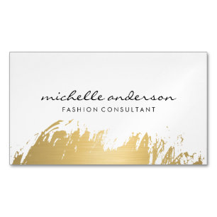 Faux Gold Brushed White Grey Magnetic Business Card