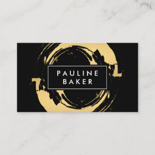 Faux Gold Brushed with Black White Label Variation Business Card