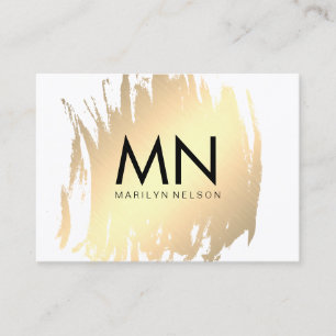 Faux Gold Brushed with Chic Monogram Business Card