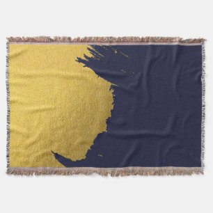 Faux Gold Brushstrokes with Navy Blue Background Throw Blanket