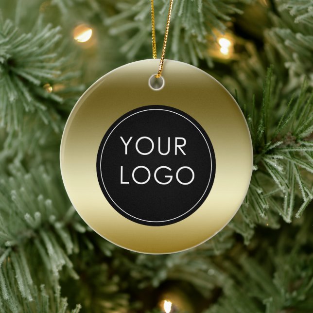 Faux Gold Business Company Logo  Ceramic Ornament (Tree)