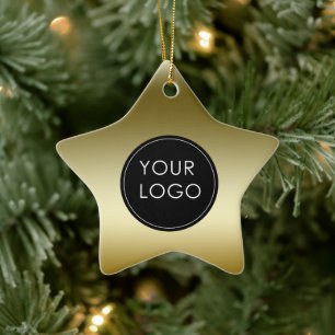 Faux Gold Business Company Logo Star Ceramic Ornament