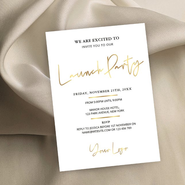 Faux Gold Business Grand Opening Launch Party Invitation (Creator Uploaded)