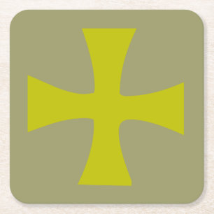 Faux Gold Byzantine Cross Square Paper Coaster