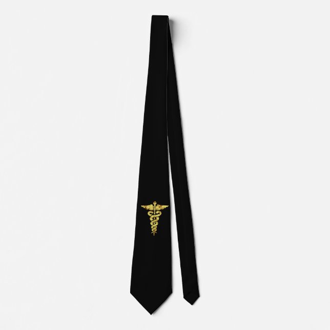 Faux Gold Caduceus, symbol of Medicine Tie (Front)