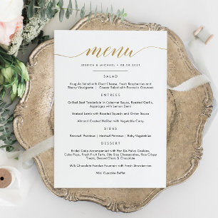Faux Gold Calligraphy Menu Flat Card