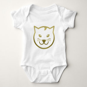 Faux Gold Cat Face - Custom background colour Baby Bodysuit