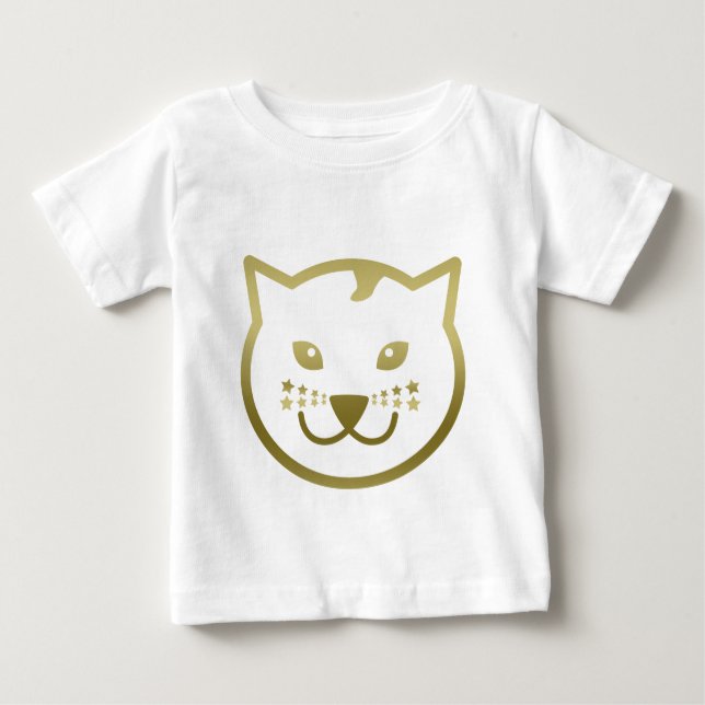Faux Gold Cat Face - Custom background colour Baby T-Shirt (Front)