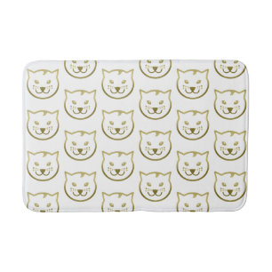 Faux Gold Cat Face - Custom Background Colour Bath Mat