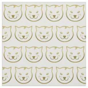 Faux Gold Cat Face - Custom background colour Fabric