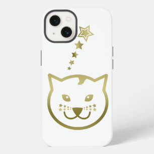 Faux Gold Cat Face - Custom background colour iPhone 13 Case