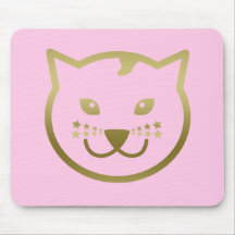Faux Gold Cat Face - Custom background colour